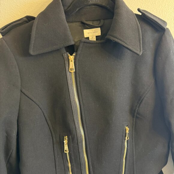 Witchery Military Jacket wool blend Womens Medium Black - Picture 3 of 9